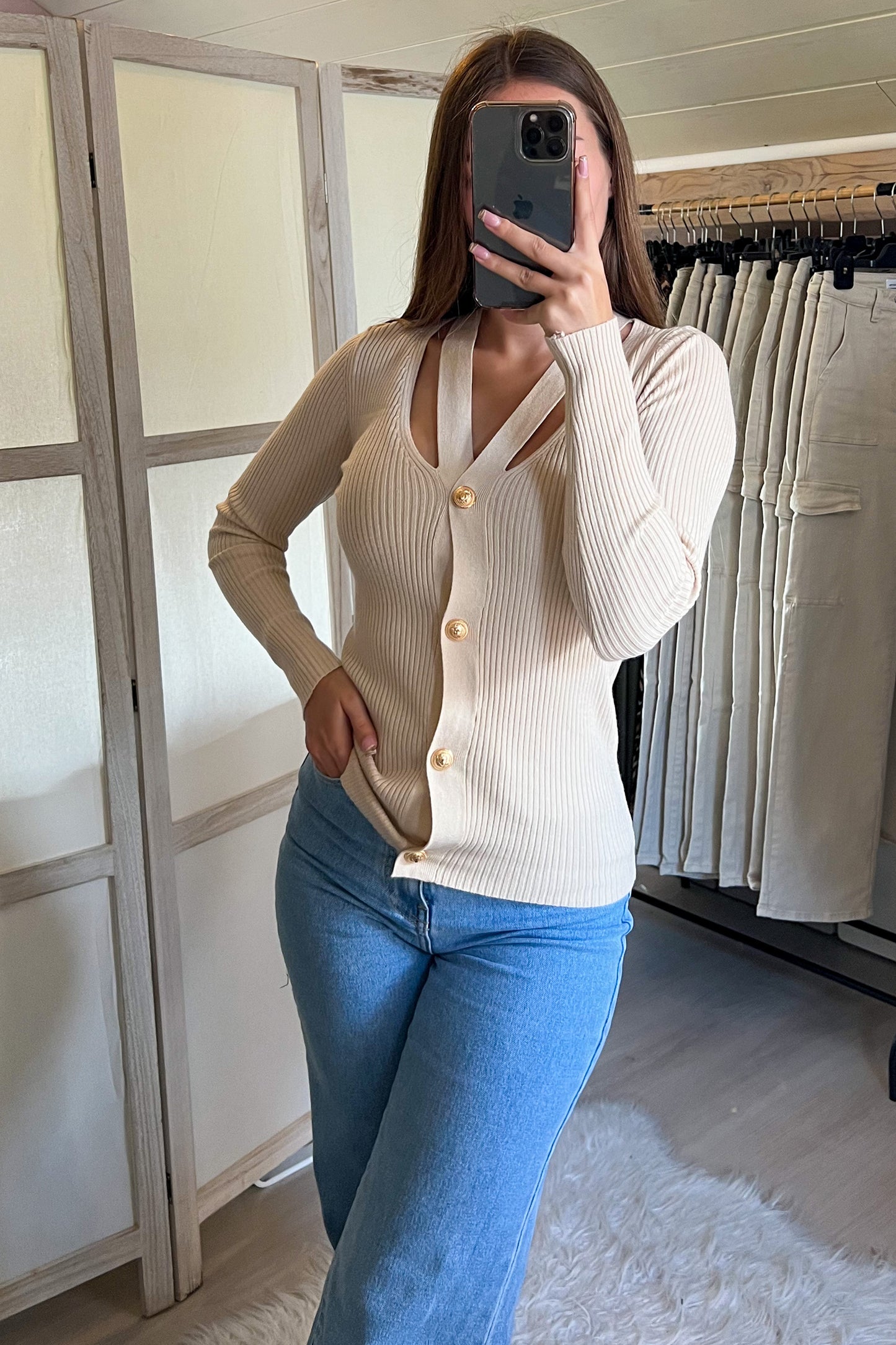 Gilet côtelé BEIGE