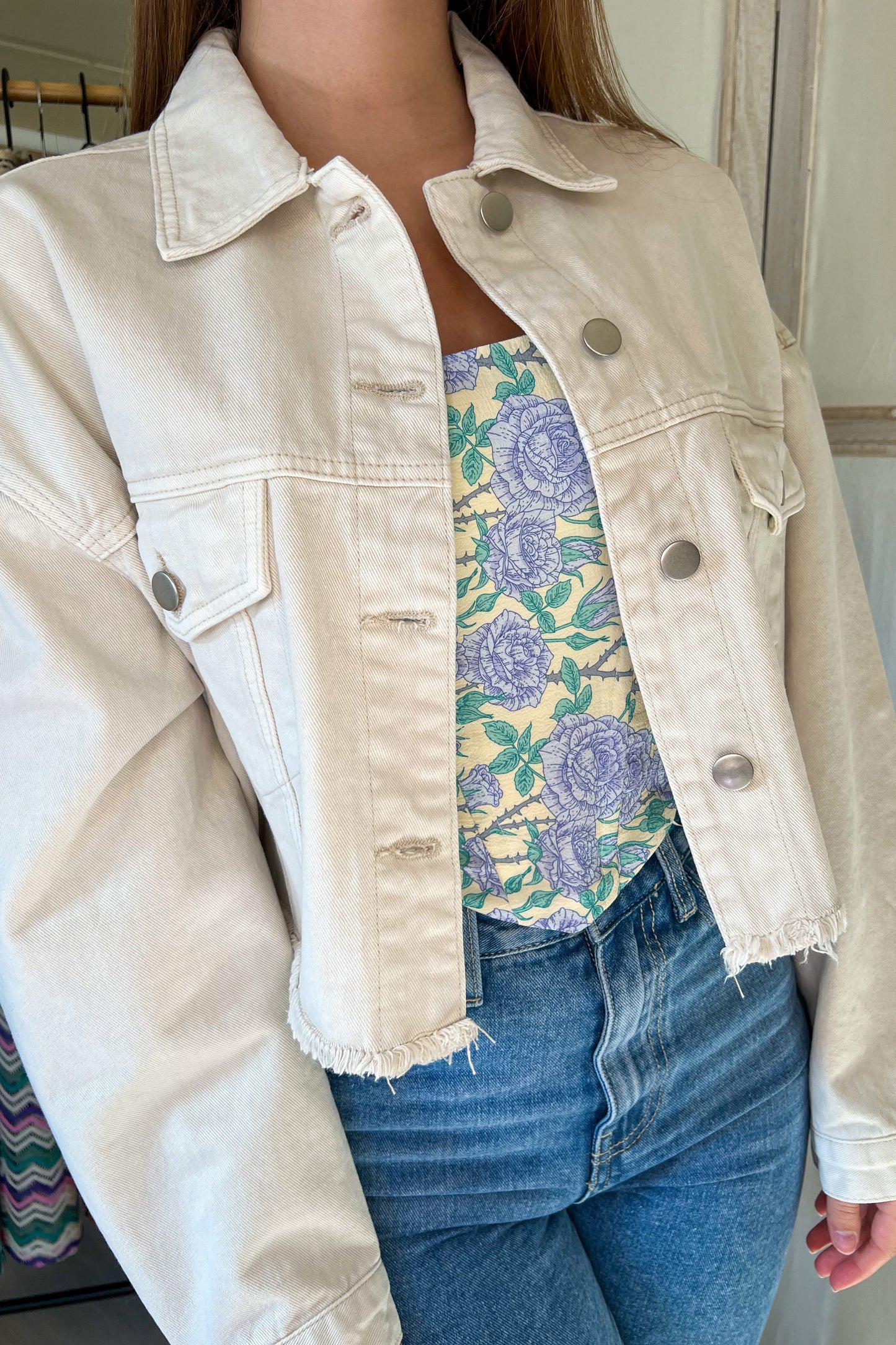 Top SUZANNE beige/bleu