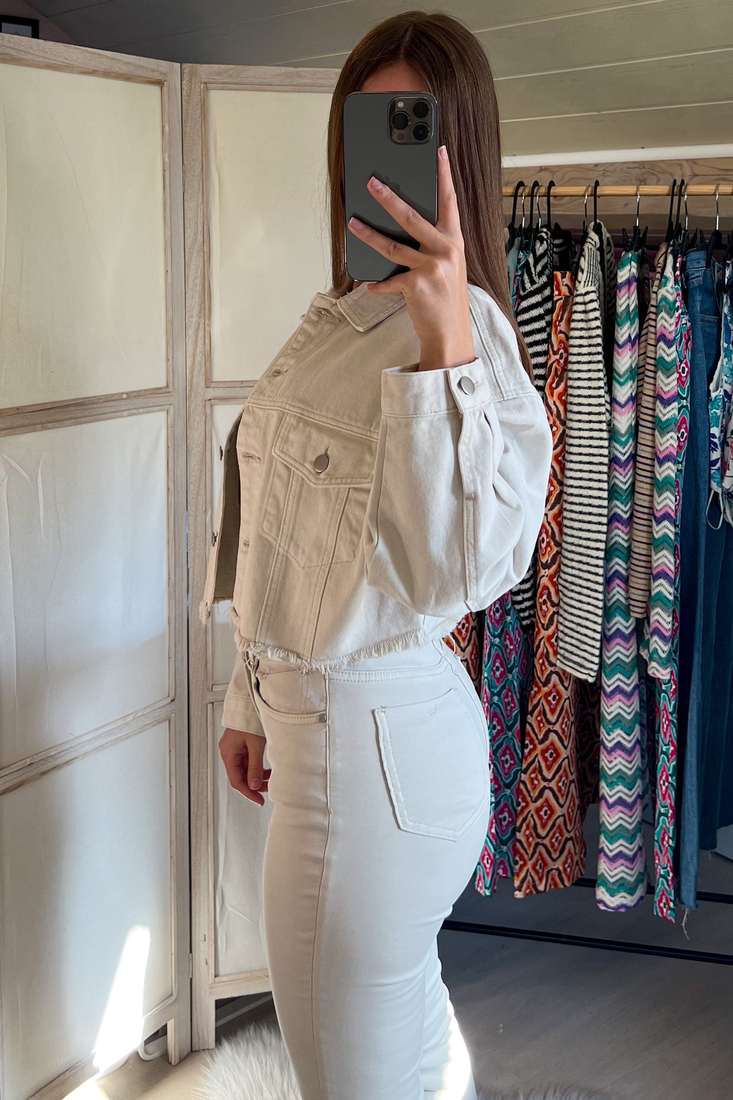 Veste en jeans BEIGE